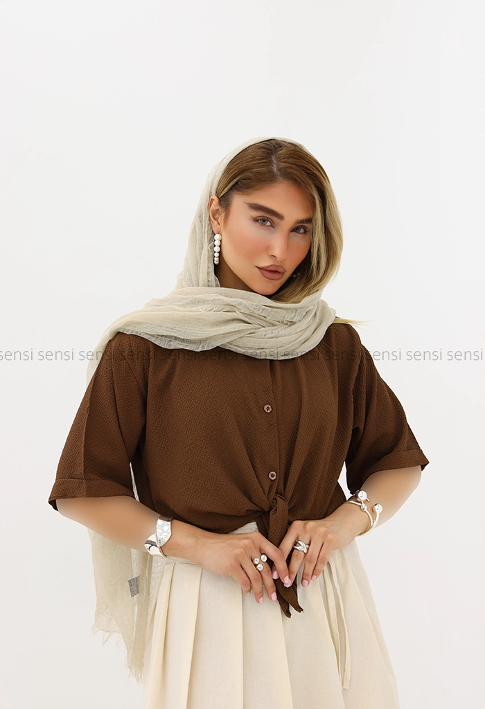 شومیز کراپ جلوگره ای پفکی کد1005947
